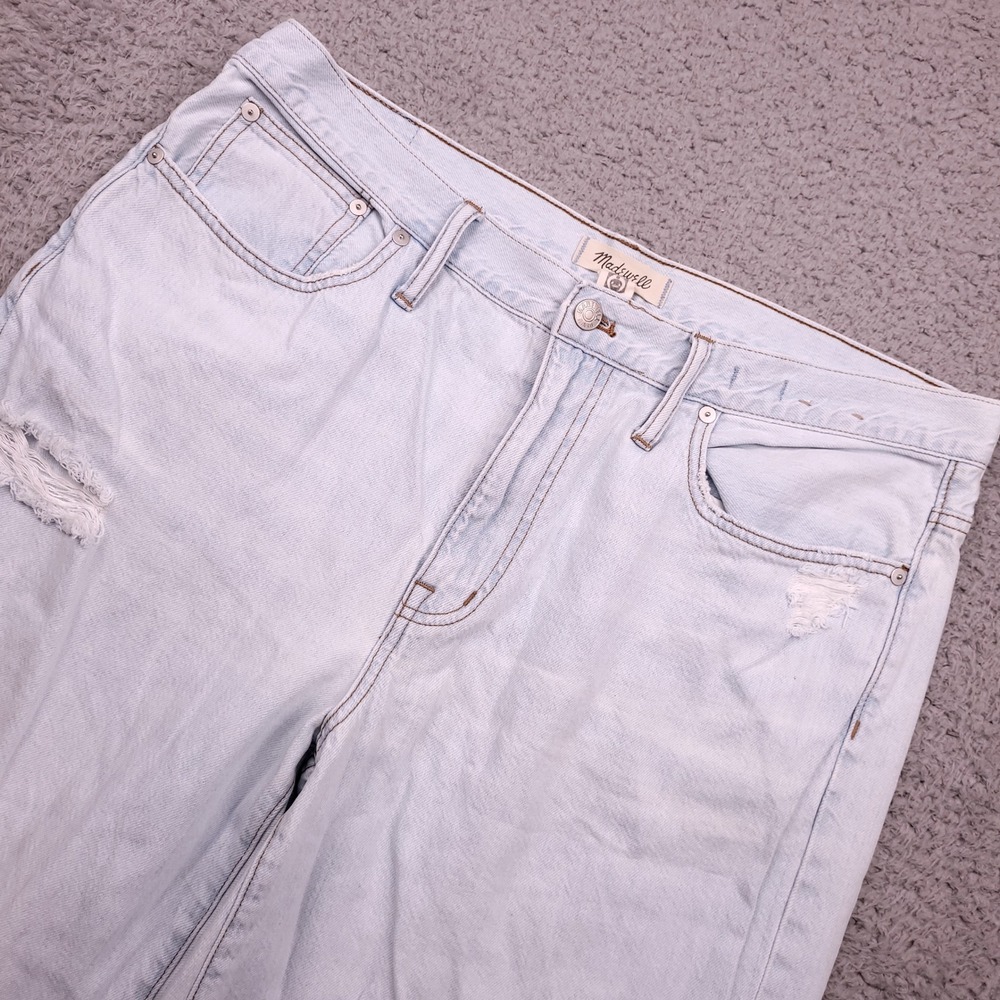 Madewell The‎ Slouchy Boyjean Size 31 Light Wash Distressed Ripped Jeans Womens